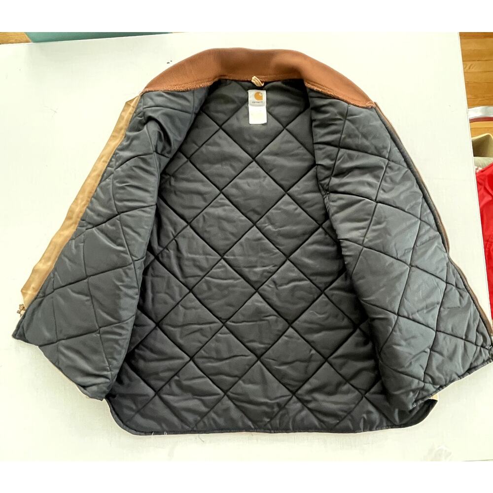Carhartt Sz 3XL Tall Duck Work Vest Tan Canvas Quilted Lined Vintage Y2K Rugged - Picture 7 of 10